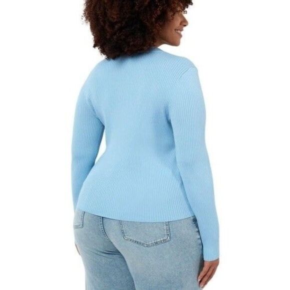 Edited by Remi Bader Women's V-Neck Cardigan Light Blue Size M Soft stretch knit - Picture 9 of 10